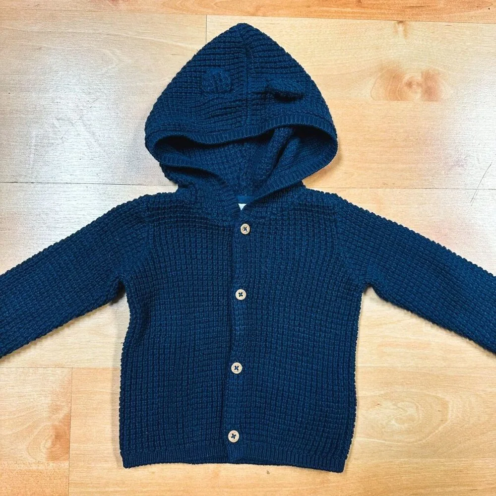 NWT Carters Navy Blue Knit Bear Sweater Baby Size 9M NEW